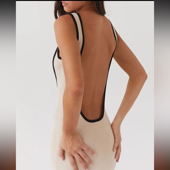 Contrast Beige Black Cut Out Dress in M - Picture 2 of 4